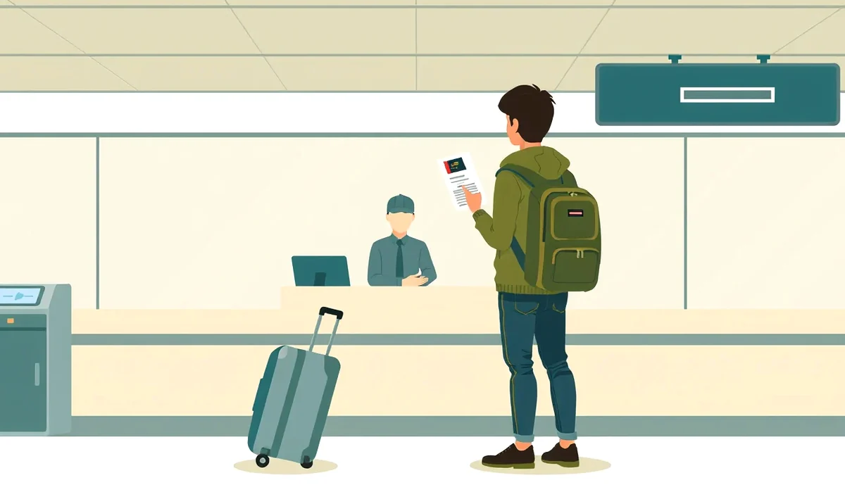 Cestovateľ kontrolujúci mobilné bankovníctvo a platobnú kartu na letisku
