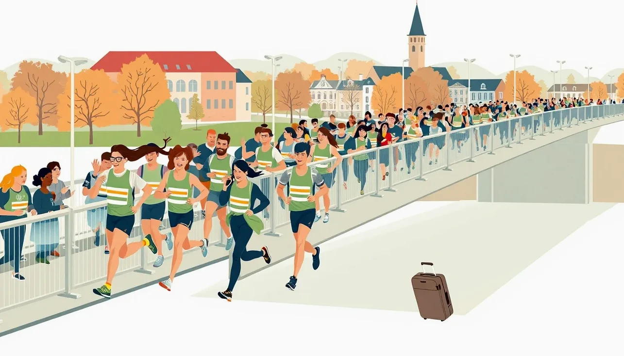 Zdravotníci poskytujúci prvú pomoc bežcovi na občerstvovacej stanici maratónu