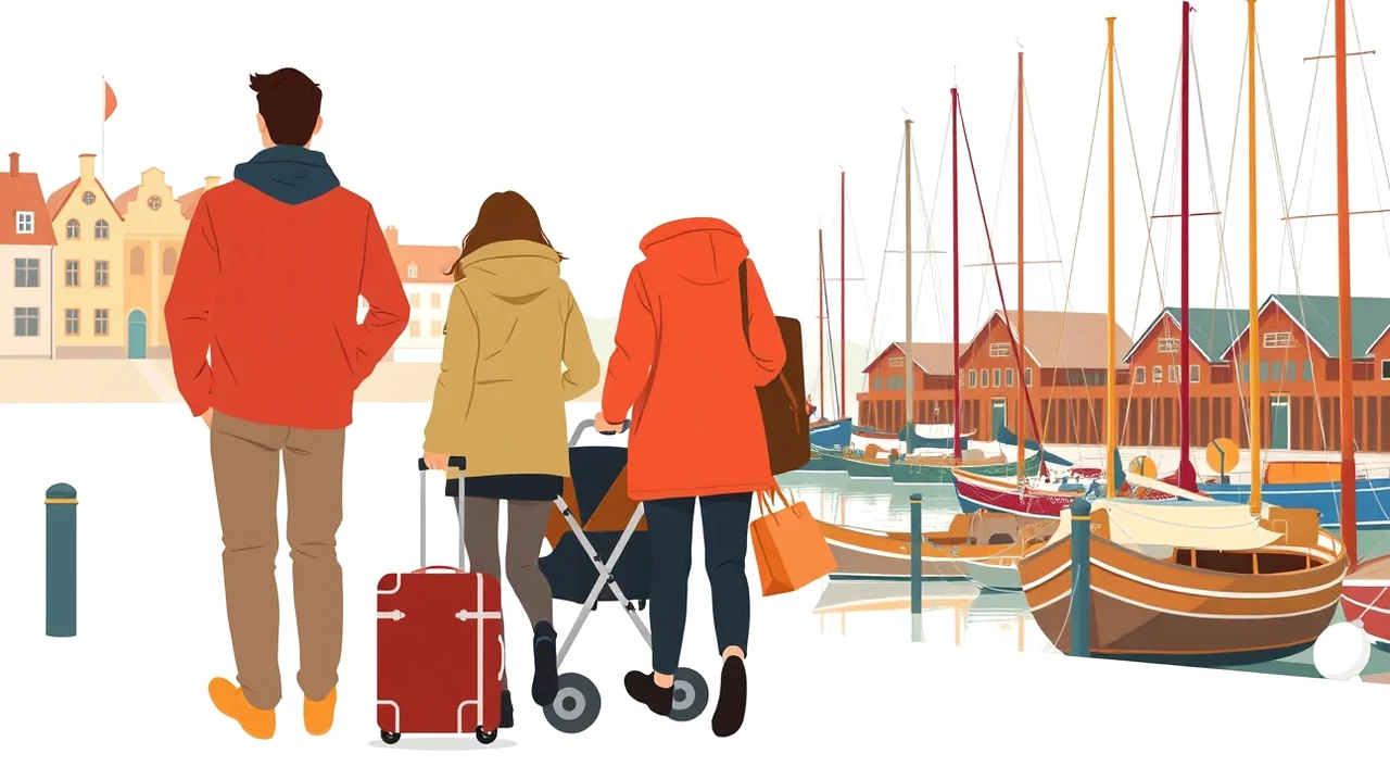 Mladý cyklista s batohom jazdiaci pozdĺž prístavu Nyhavn v Kodani