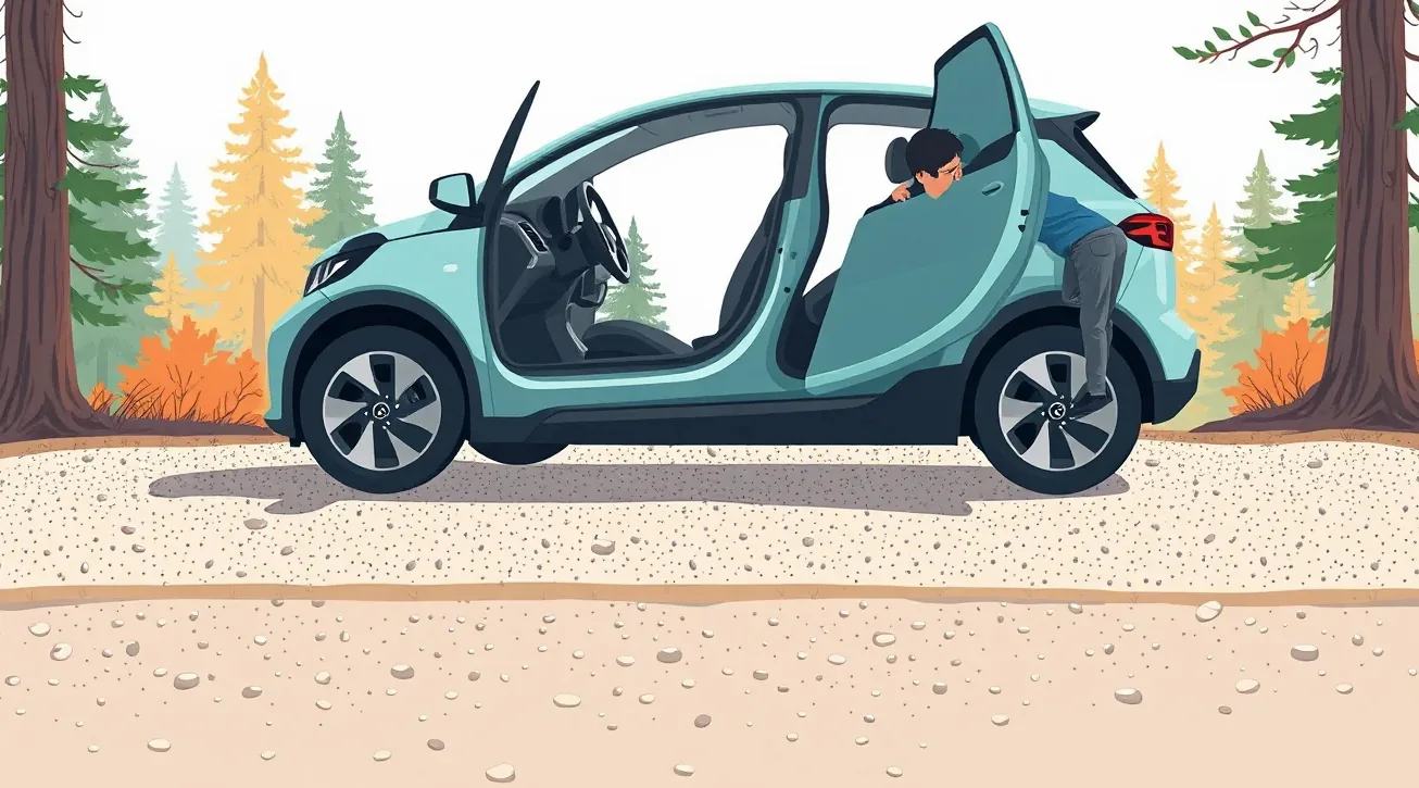 Mechanik kontroluje zavesenie kolesa a spodné rameno na zdviháku v servise