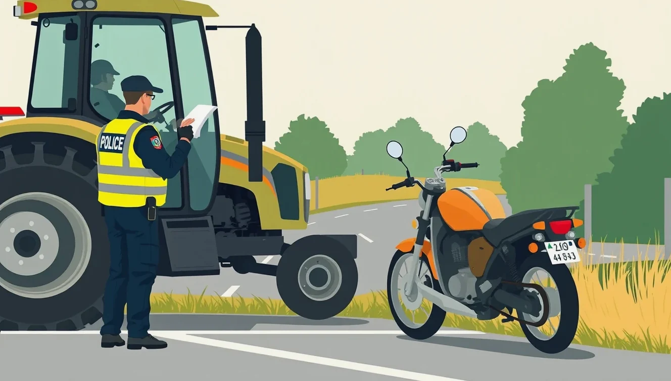 Poľnohospodársky traktor pracujúci na poli s pripojeným náradím