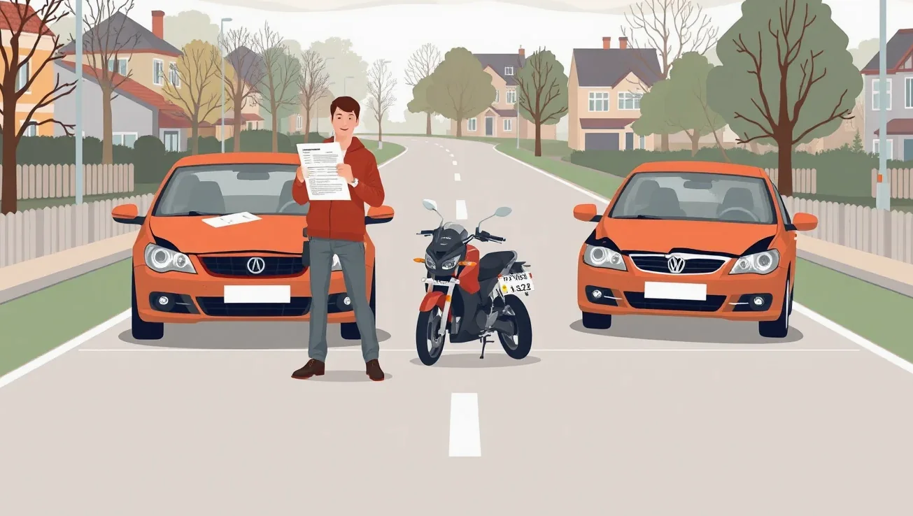 Formulár záznamu o nehode položený na volante auta po poistnej udalosti