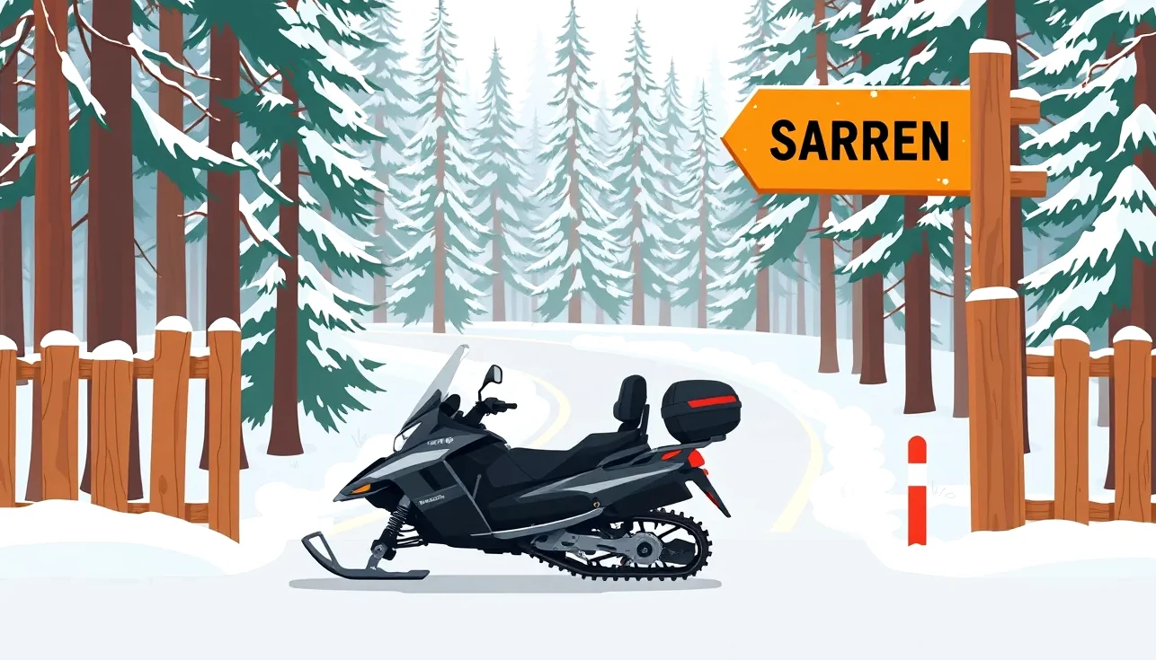 Vodič na motorových saniach prechádzajúci cez zasneženú lúku
