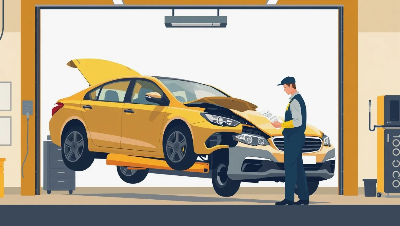Mechanik kontroluje podvozok a technický stav vozidla v autoservise