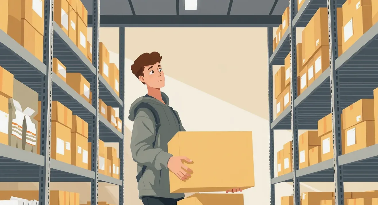Mladý brigádnik pracujúci za pokladňou v supermarkete