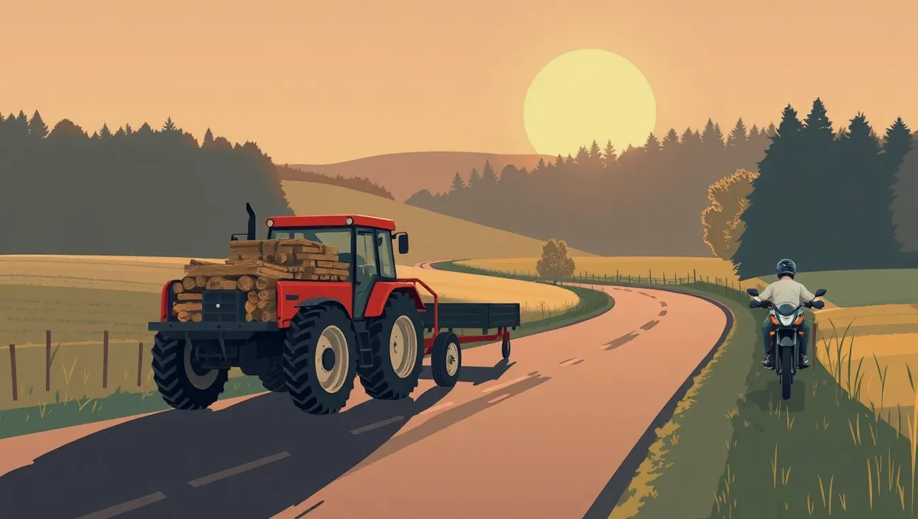 Doma vyrobený malotraktor s nákladnou vlečkou odstavený na okraji poľnej cesty