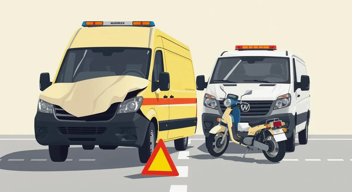 Pohľad na sanitku so zapnutým výstražným majákom prichádzajúcu do križovatky